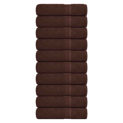 Asciugamani da Bagno 10pz Marrone 100x150cm 360g/mÃ‚Â² 100% Cotone
