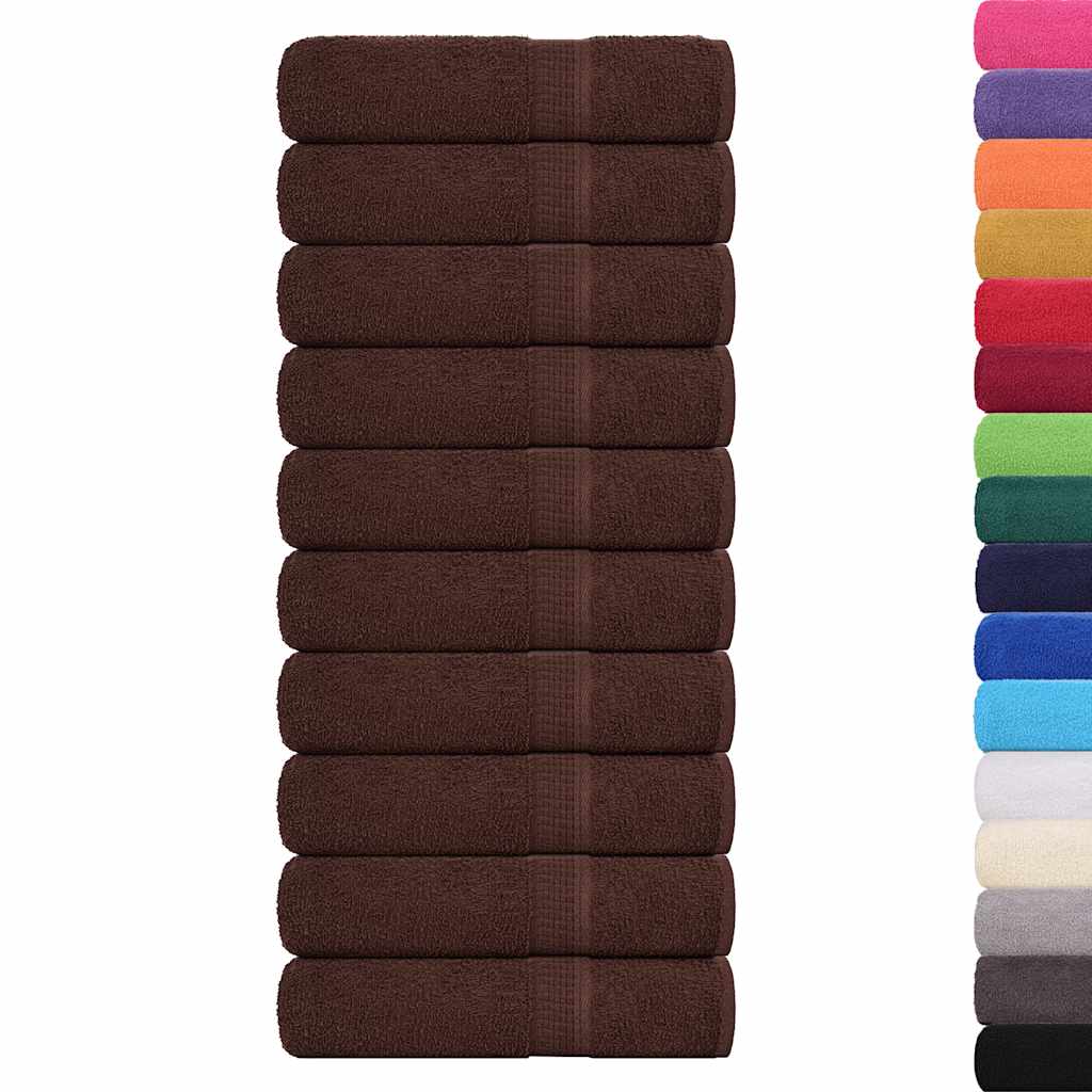 Asciugamani da Bagno 10pz Marrone 100x150cm 360g/mÃ‚Â² 100% Cotone