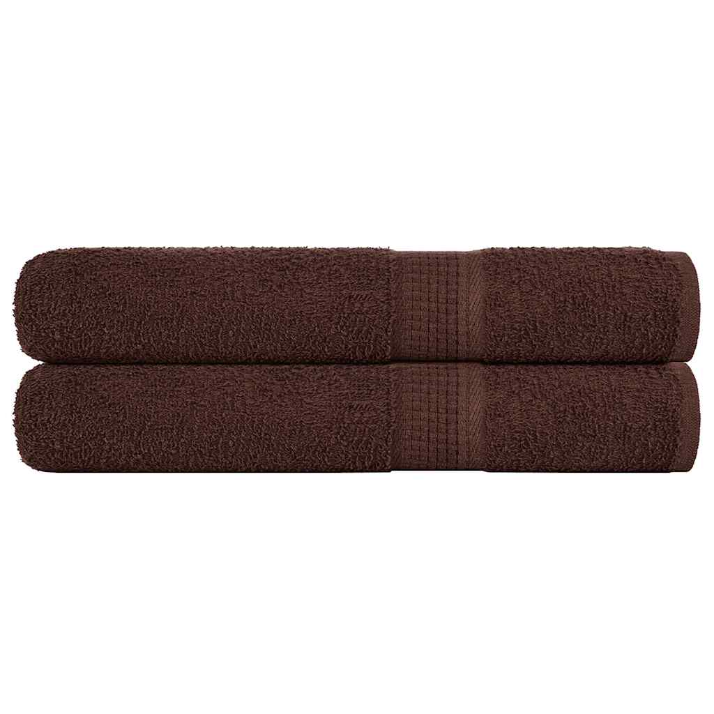 Asciugamani 2 pz Marrone 100x200 cm 360 g/mÂ² 100% Cotone