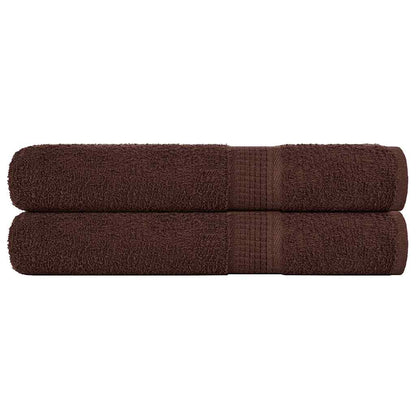 Asciugamani 2 pz Marrone 100x200 cm 360 g/mÂ² 100% Cotone
