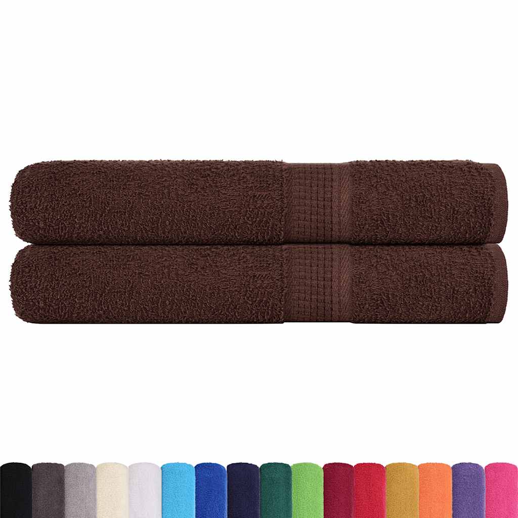 Asciugamani 2 pz Marrone 100x200 cm 360 g/mÂ² 100% Cotone