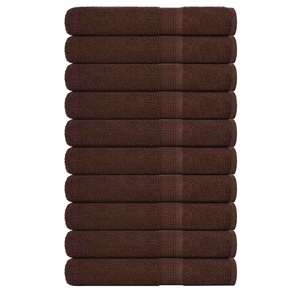 Asciugamani 10 pz Marrone 100x200 cm 360 g/mÂ² 100% Cotone