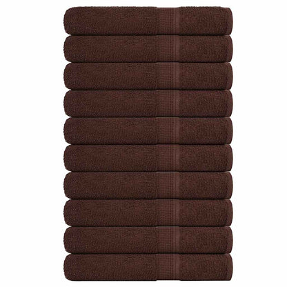 Asciugamani 10 pz Marrone 100x200 cm 360 g/mÂ² 100% Cotone