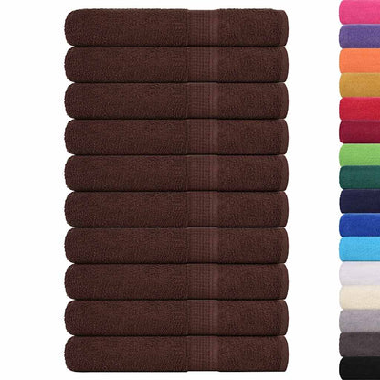 Asciugamani 10 pz Marrone 100x200 cm 360 g/mÂ² 100% Cotone