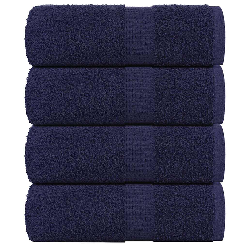 Asciugamani Ospiti 4 pz Blu Marino 30x50cm 360 g/mÂ² 100% Cotone
