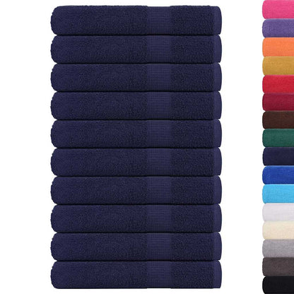 Asciugamani 10 pz Blu Marino 100x200 cm 360 g/mÂ² 100% Cotone