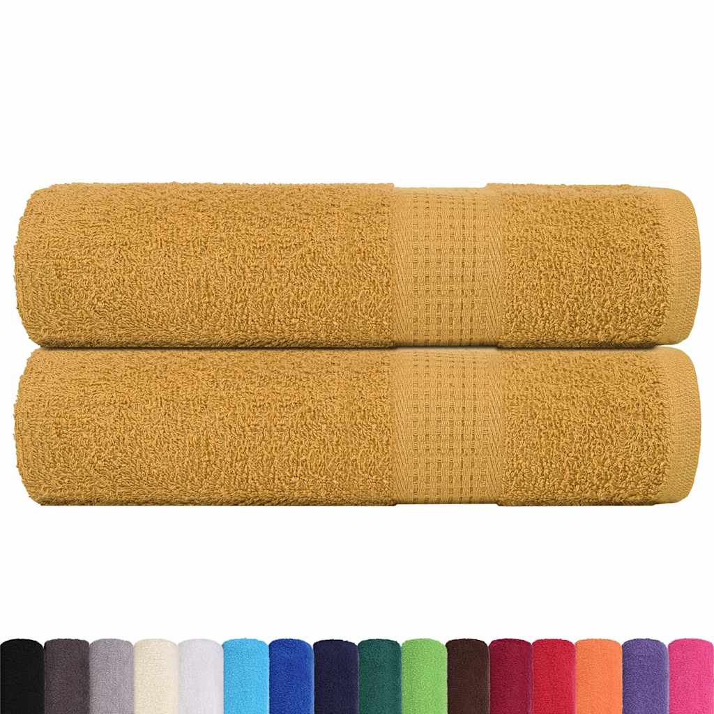 Asciugamani Doccia 2 pz Oro 70x140 cm 360 g/mÂ² 100% Cotone