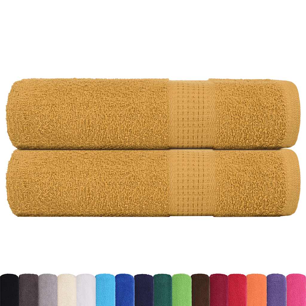 Asciugamani da Bagno 2 pz Oro 100x150 cm 360 g/mÂ² 100% Cotone