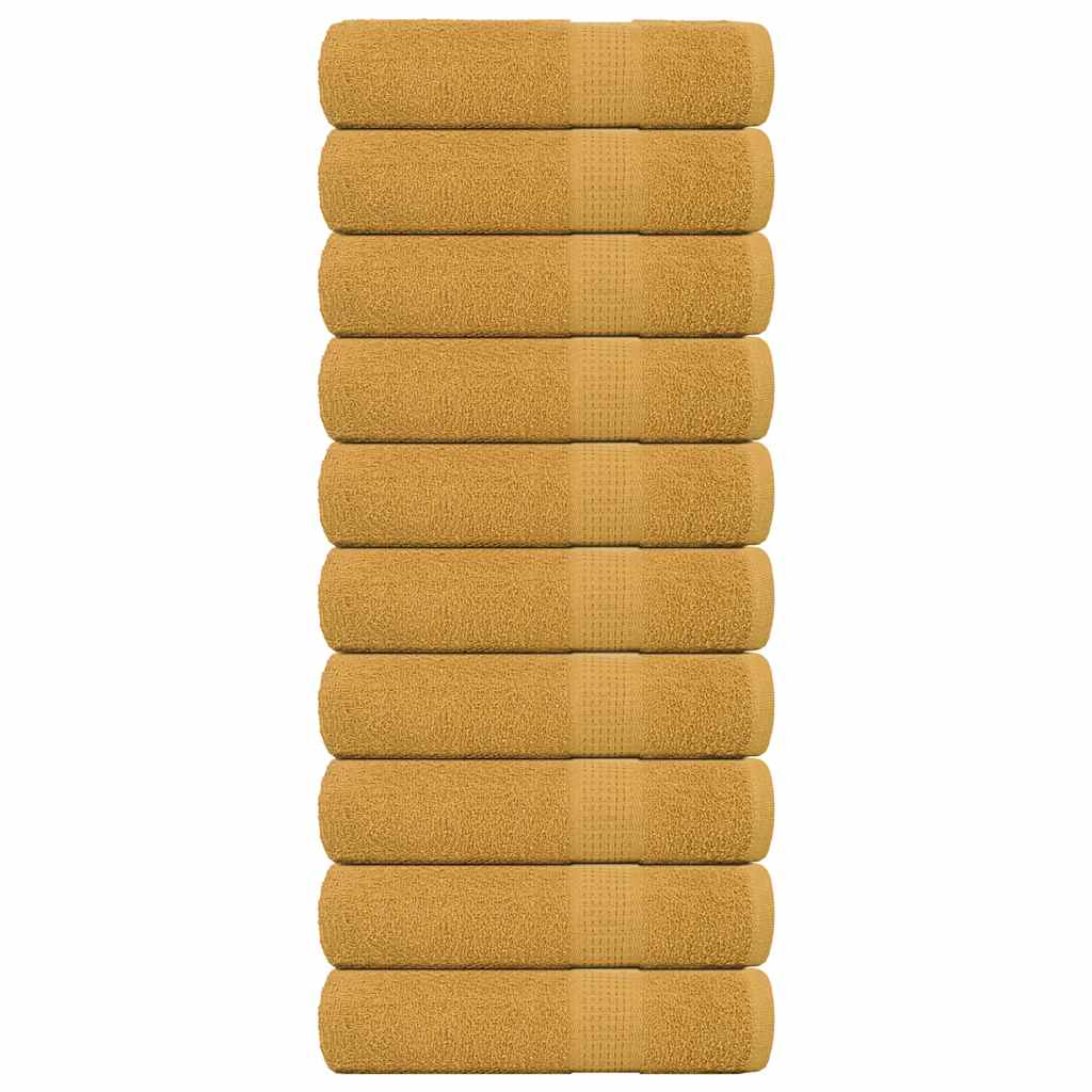 Asciugamani da Bagno 10 pz Oro 100x150cm 360 g/mÂ² 100% Cotone