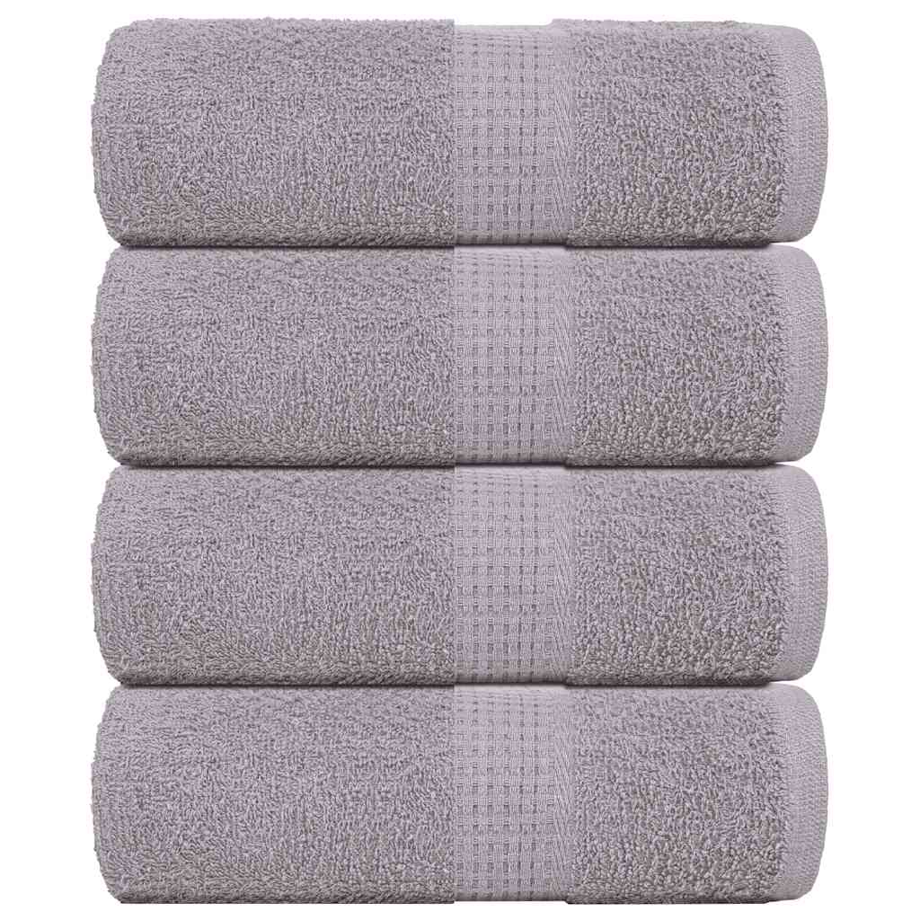 Asciugamani Ospiti 4 pz Grigio 30x50 cm 360 g/mÃ‚Â² 100% Cotone