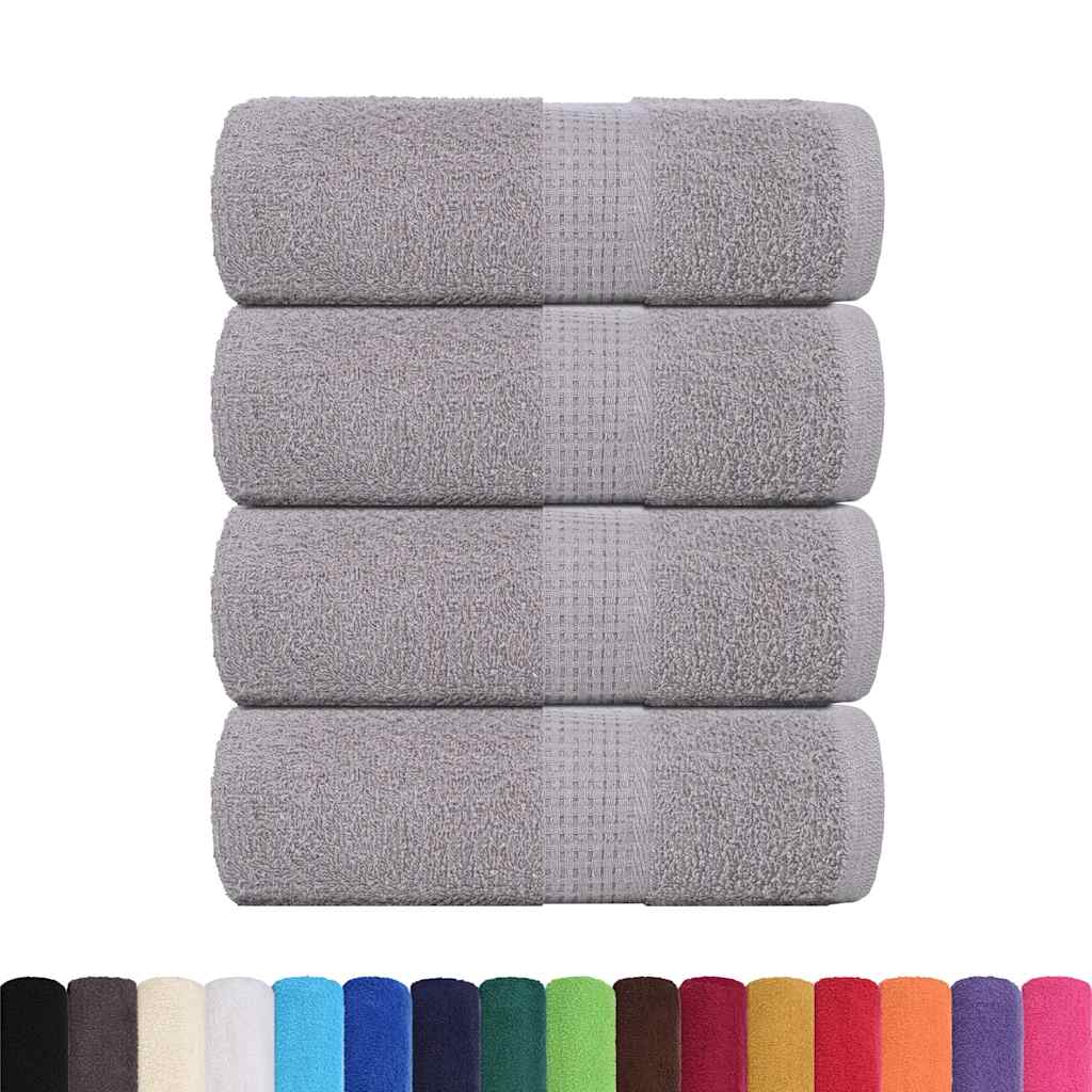 Asciugamani Ospiti 4 pz Grigio 30x50 cm 360 g/mÃ‚Â² 100% Cotone