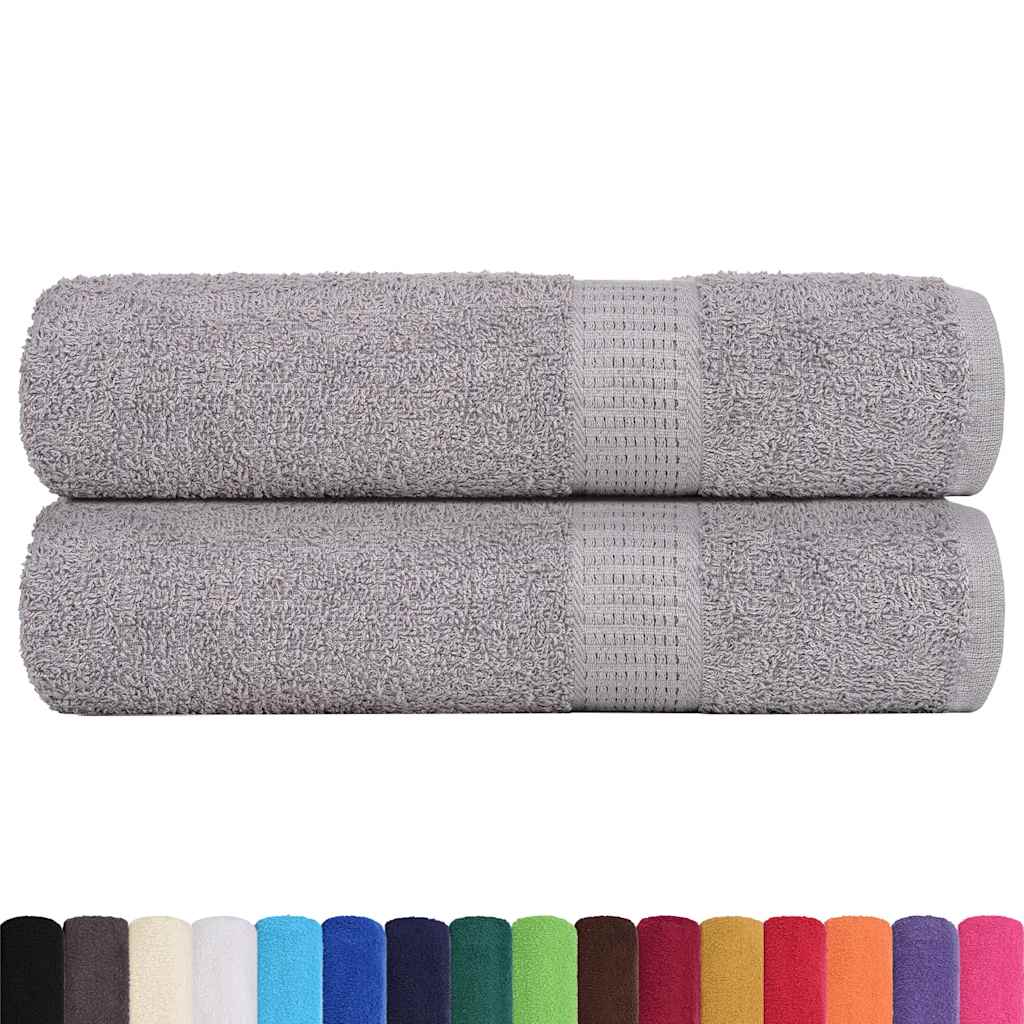 Asciugamani Doccia 2 pz Grigio 70x140 cm 360 g/mÂ² 100% Cotone