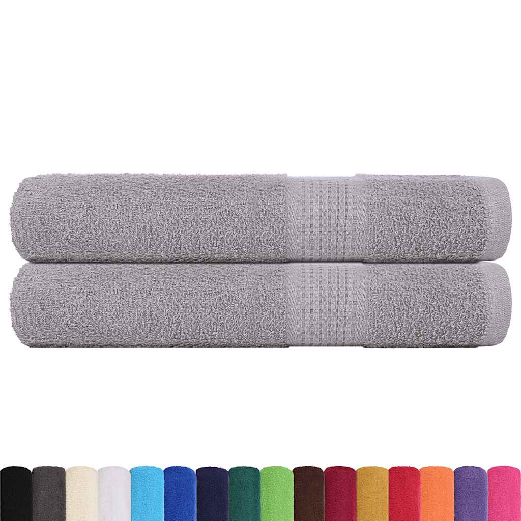 Asciugamani 2 pz Grigio 100x200 cm 360 g/mÂ² 100% Cotone