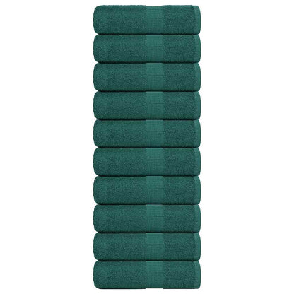 Asciugamani Ospiti 10 pz Verde 30x50 cm 360 g/m² 100% Cotone