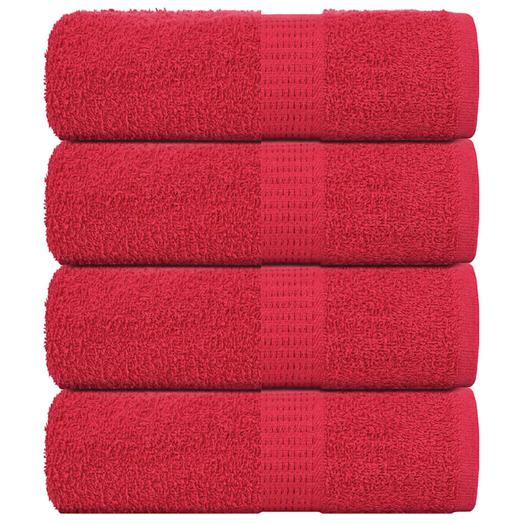 Asciugamani Ospiti 4 pz Rossi 30x50 cm 360 g/mÂ² 100% Cotone
