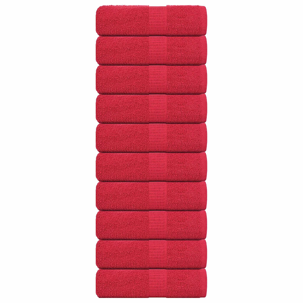 Asciugamani Ospiti 10 pz Rossi 30x50 cm 360 g/mÂ² 100% Cotone