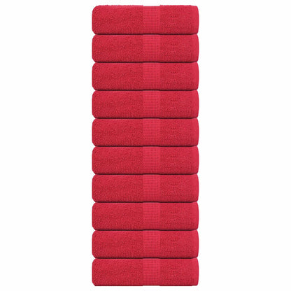 Asciugamani Ospiti 10 pz Rossi 30x50 cm 360 g/mÂ² 100% Cotone