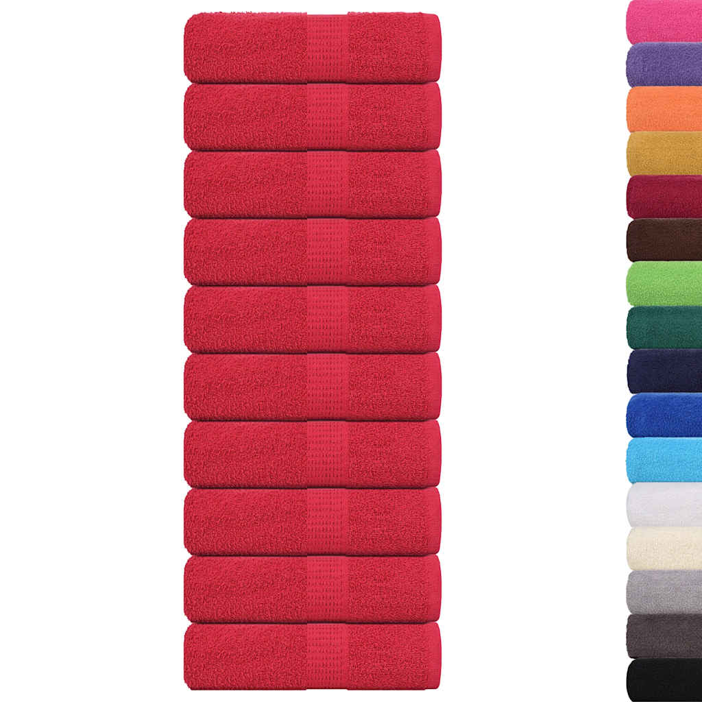Asciugamani Ospiti 10 pz Rossi 30x50 cm 360 g/mÂ² 100% Cotone
