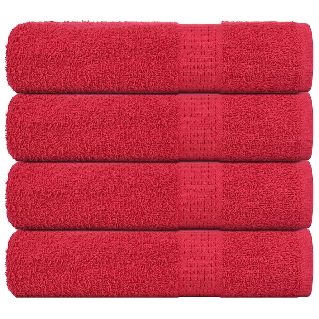 Asciugamani 4 pz Rossi 50x100 cm 360 g/mÂ² 100% Cotone