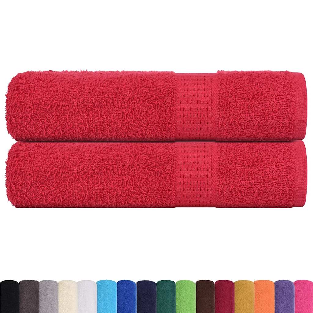 Asciugamani da Bagno 2 pz Rossi 100x150 cm 360 g/mÂ² 100% Cotone