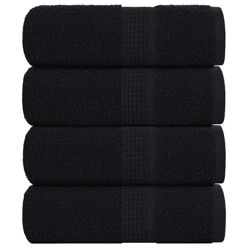 Asciugamani per Sapone 4 pz Neri 30x30 cm 360 g/mÂ² 100% Cotone