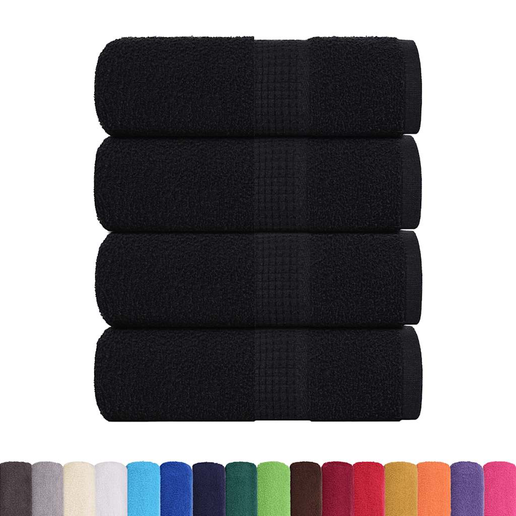 Asciugamani per Sapone 4 pz Neri 30x30 cm 360 g/mÂ² 100% Cotone