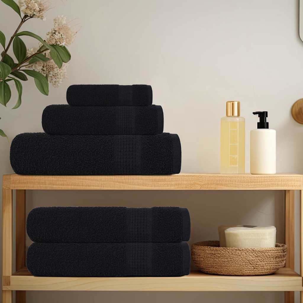 Asciugamani per Sapone 4 pz Neri 30x30 cm 360 g/mÂ² 100% Cotone