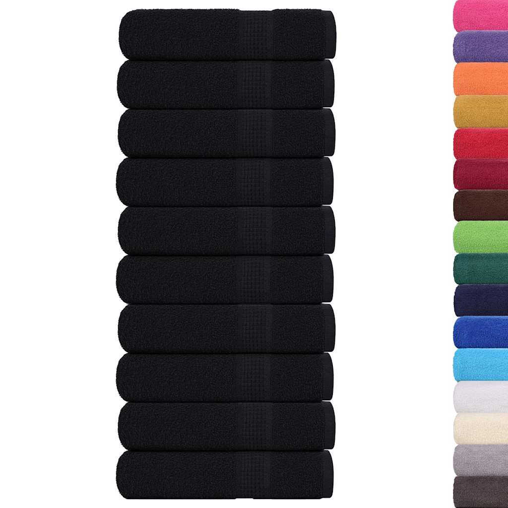 Asciugamani 10 pz Neri 50x100 cm 360 g/mÂ² 100% Cotone