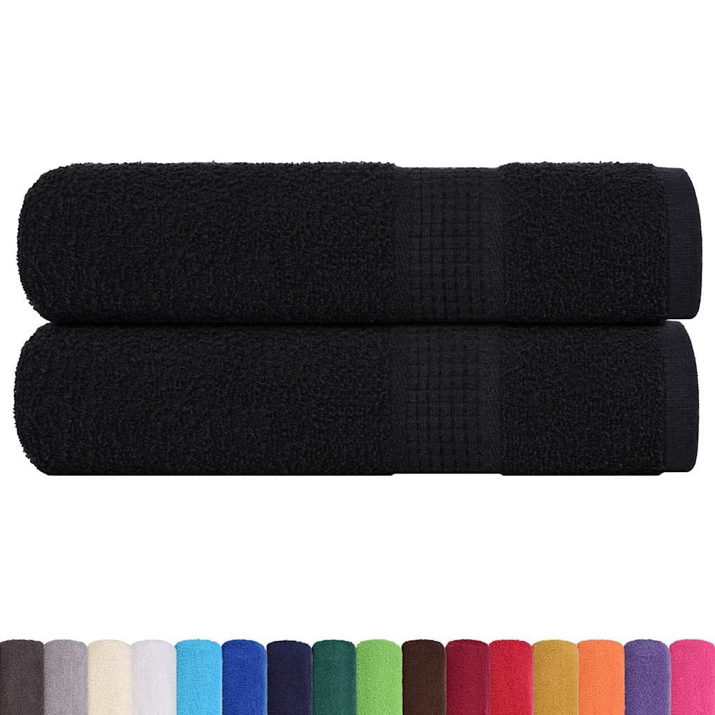 Asciugamani da Bagno 2 pz Neri 100x150cm 360g/mÂ² 100% Cotone