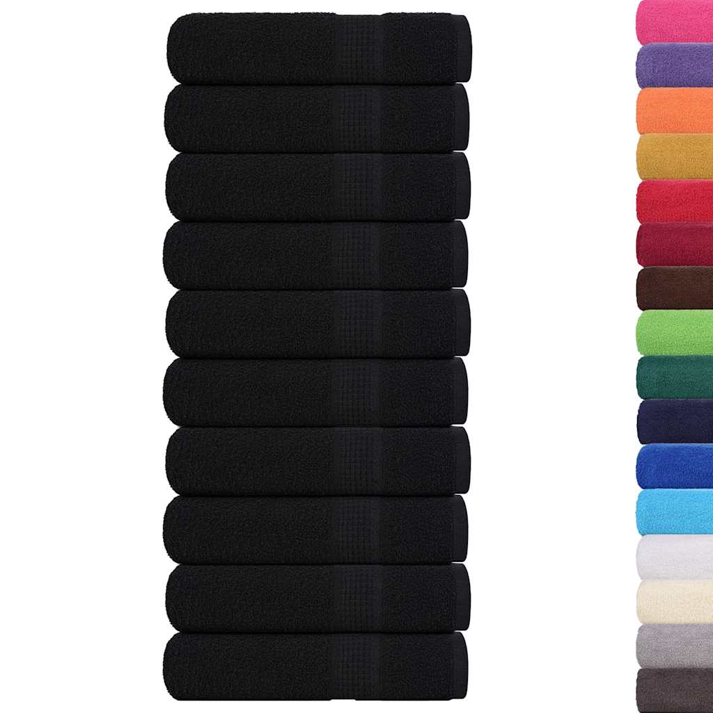Asciugamani da Bagno 10pz Neri 100x150cm 360g/mÃ‚Â² 100% Cotone
