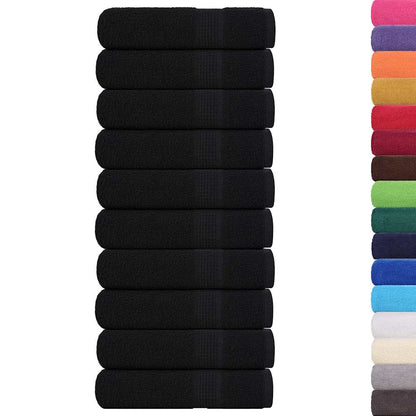 Asciugamani da Bagno 10pz Neri 100x150cm 360g/mÃ‚Â² 100% Cotone