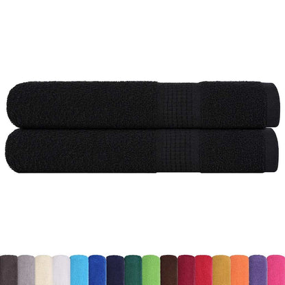 Asciugamani per Sauna 2 pz Neri 80x200cm 360g/mÂ² 100% Cotone