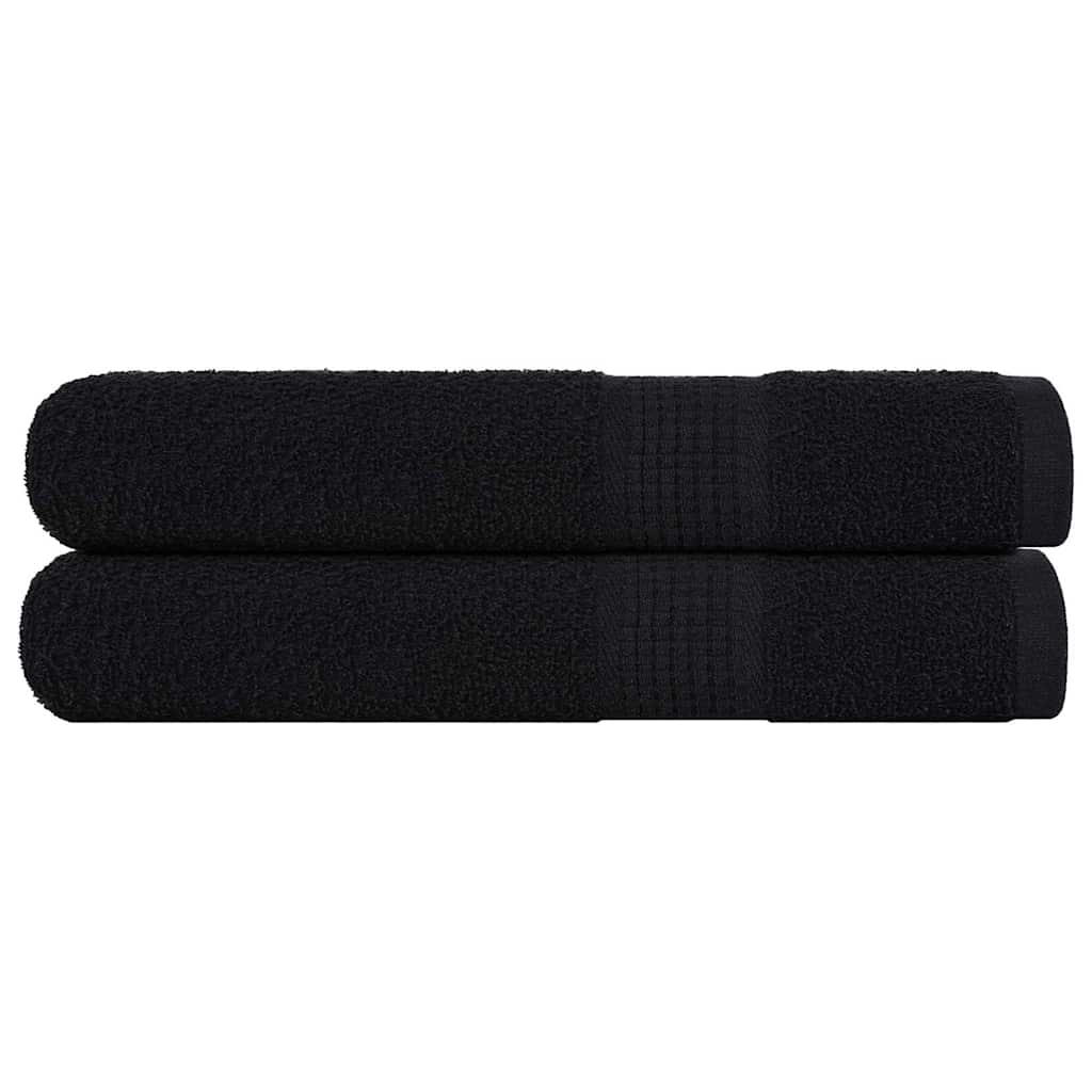 Asciugamani 2 pz Neri 100x200 cm 360 g/mÂ² 100% Cotone