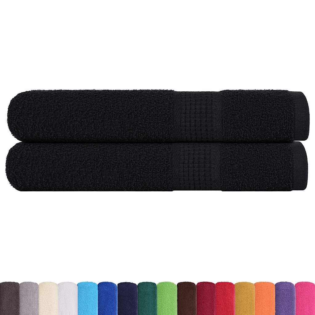 Asciugamani 2 pz Neri 100x200 cm 360 g/mÂ² 100% Cotone