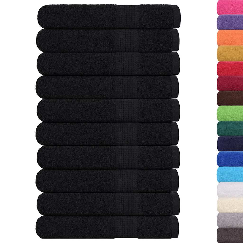 Asciugamani 10 pz Neri 100x200 cm 360 g/mÂ² 100% Cotone