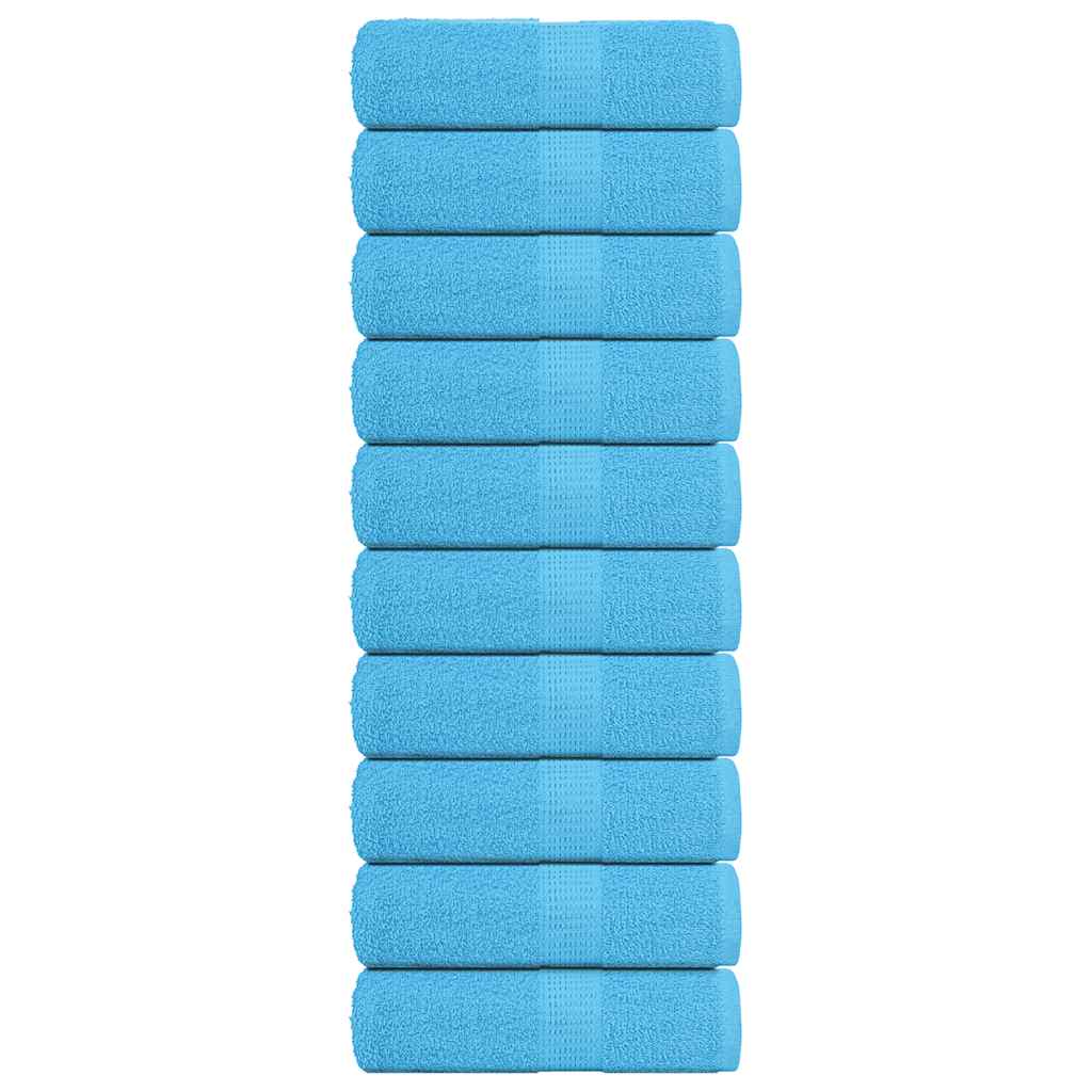 Asciugamani Ospiti 10 pz Turchesi 30x50 cm 360 g/mÃ‚Â² 100% Cotone