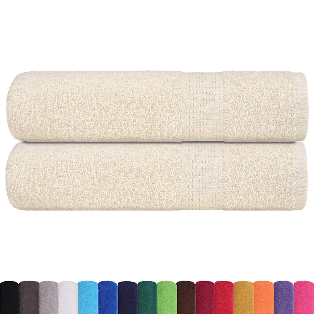 Asciugamani da Bagno 2 pz Crema 100x150 cm 360 g/mÂ² 100% Cotone