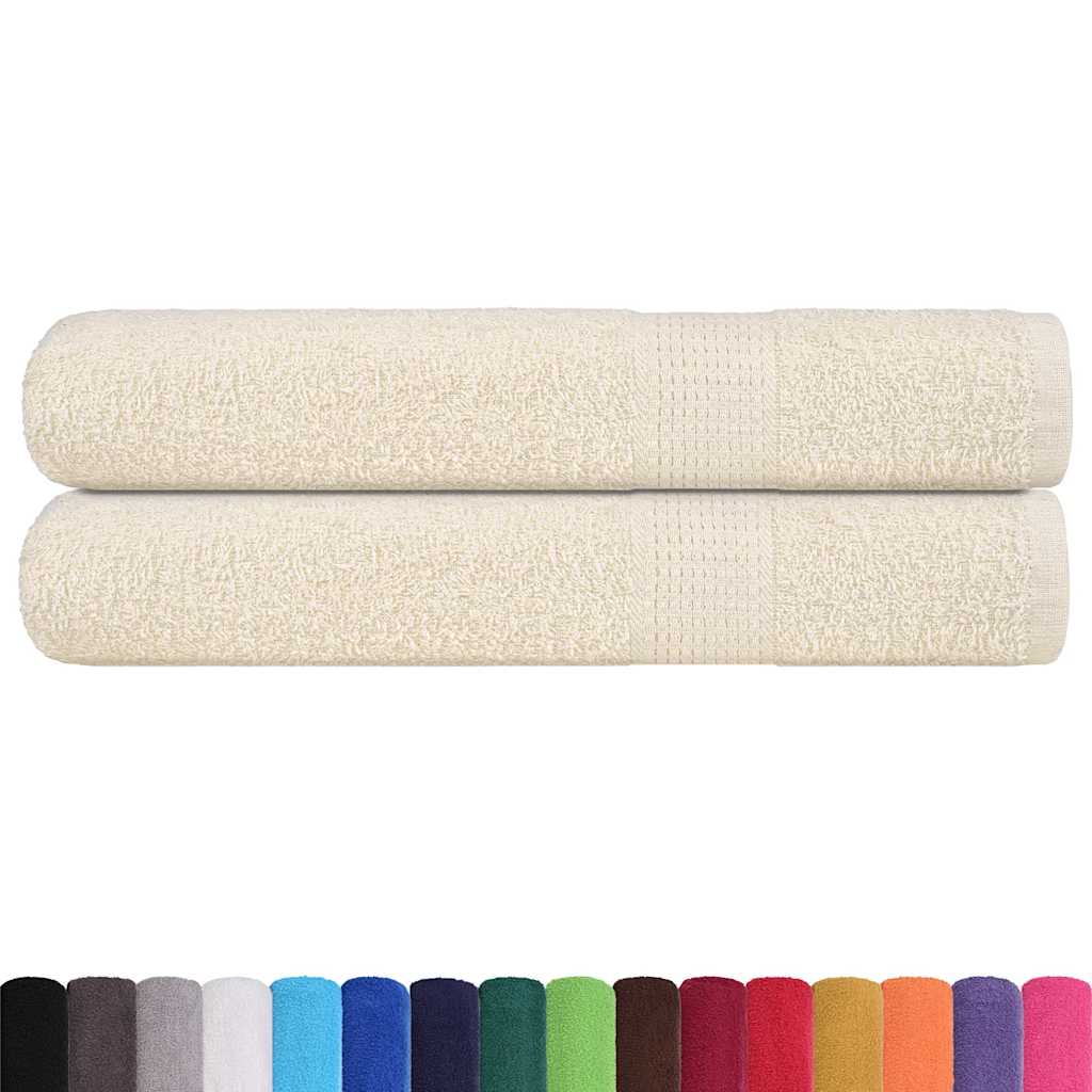 Asciugamani per Sauna 2 pz Crema 80x200 cm 360 g/mÃ‚Â² 100% Cotone