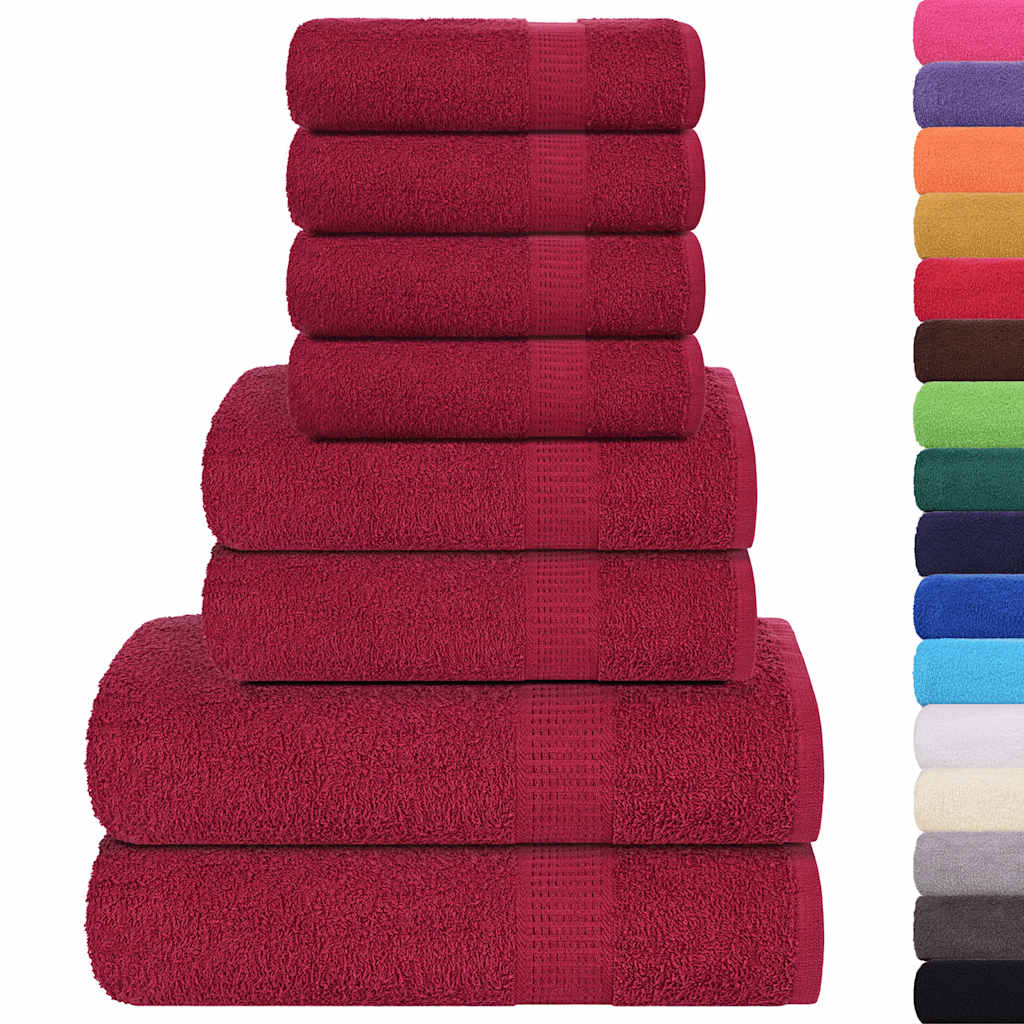 Set Asciugamani 8 pz Bordeaux 360 gsm 100% Cotone