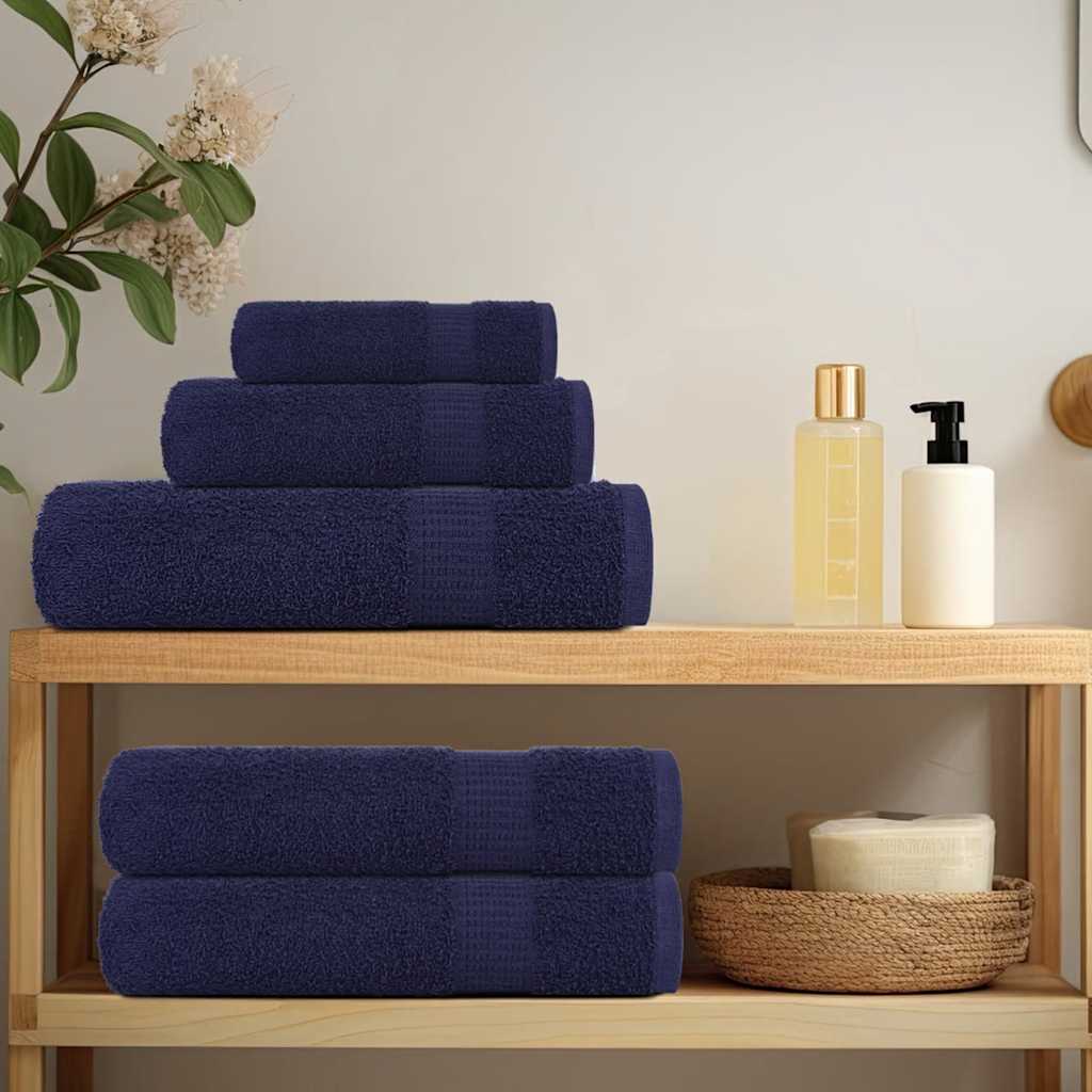 Set Asciugamani 8 pz Blu Navy 360 gsm 100% Cotone