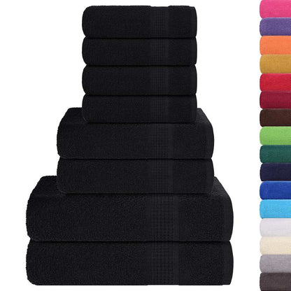 Set Asciugamani 8 pz Neri 360 gsm 100% Cotone