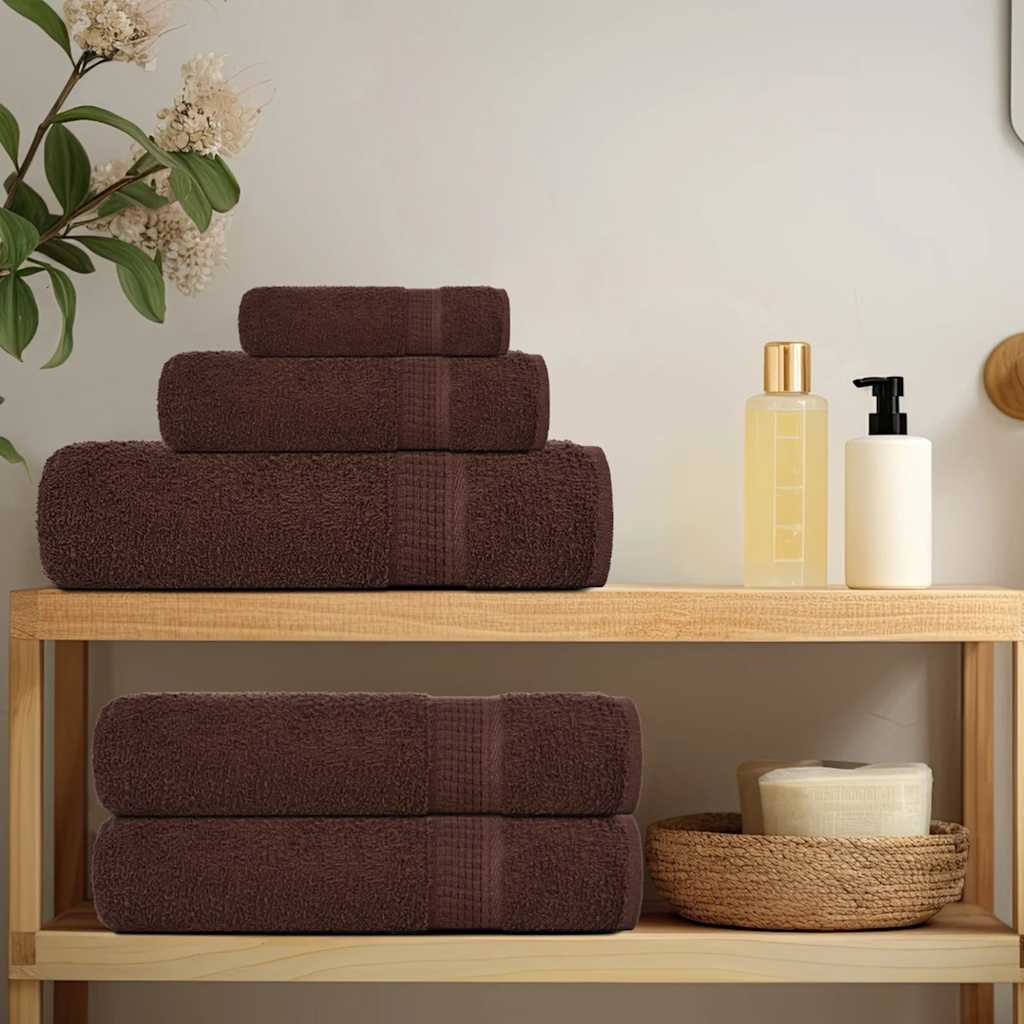 Set Asciugamani 8 pz Marroni 360 gsm 100% Cotone