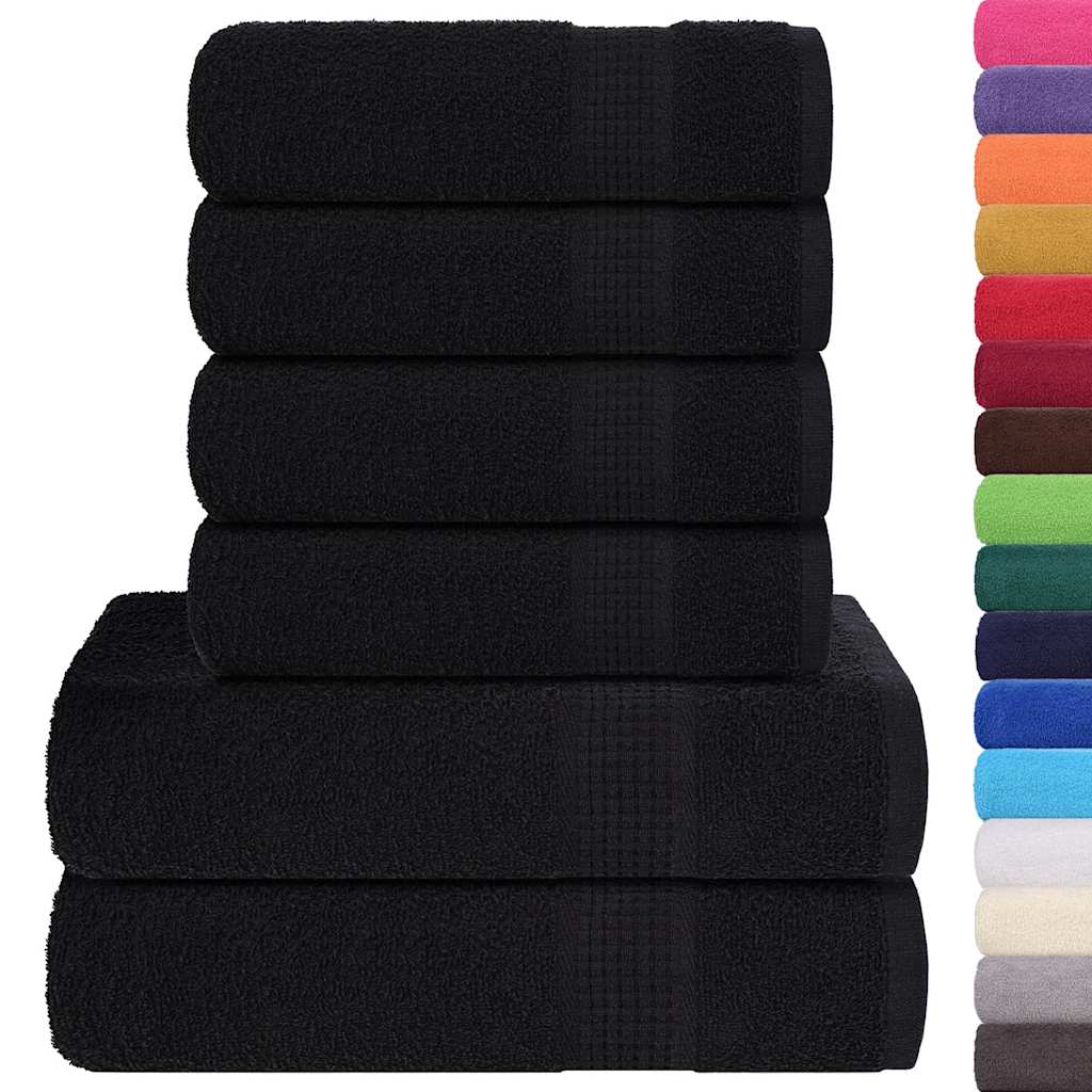 Set Asciugamani 6 pz Neri 360 gsm 100% Cotone