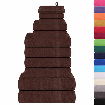 Set Asciugamani 12 pz Marroni 360 gsm 100% Cotone