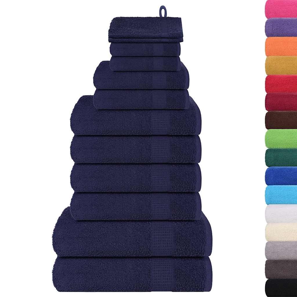 Set Asciugamani 12 pz Blu Navy 360 gsm 100% Cotone