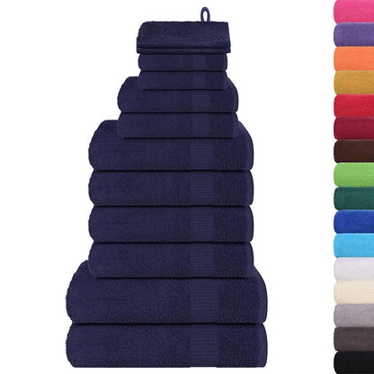 Set Asciugamani 12 pz Blu Navy 360 gsm 100% Cotone