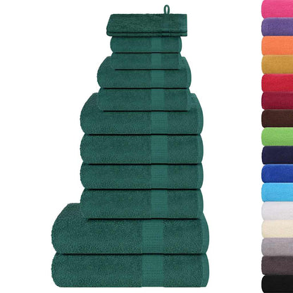 Set Asciugamani 12 pz Verdi 360 gsm 100% Cotone