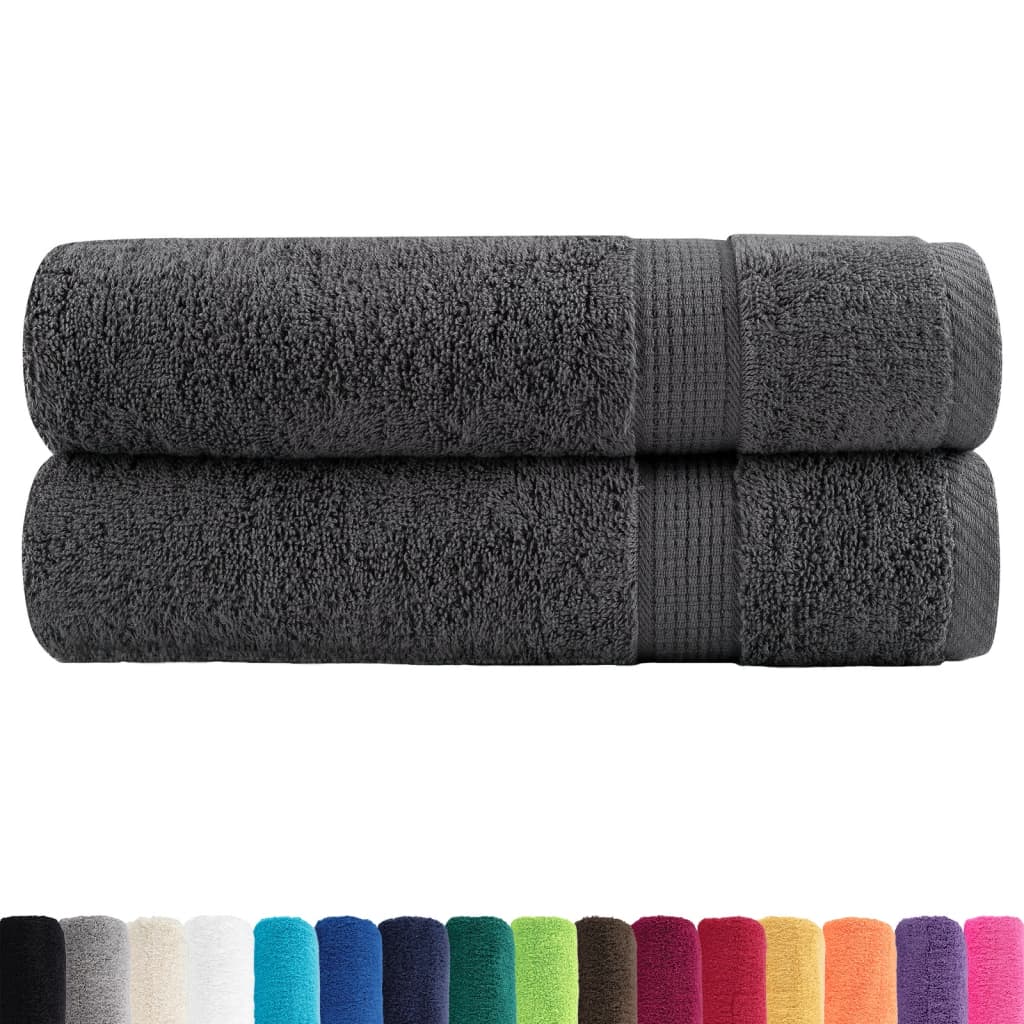 Asciugamani da doccia premium SOLUND 2 pezzi Antracite 70x140 cm 600 g/mÂ²