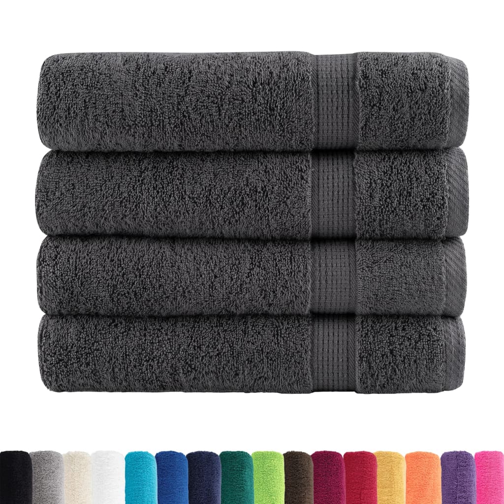 Asciugamani da doccia premium SOLUND 4 pezzi Antracite 70x140 cm 600 g/mÂ²