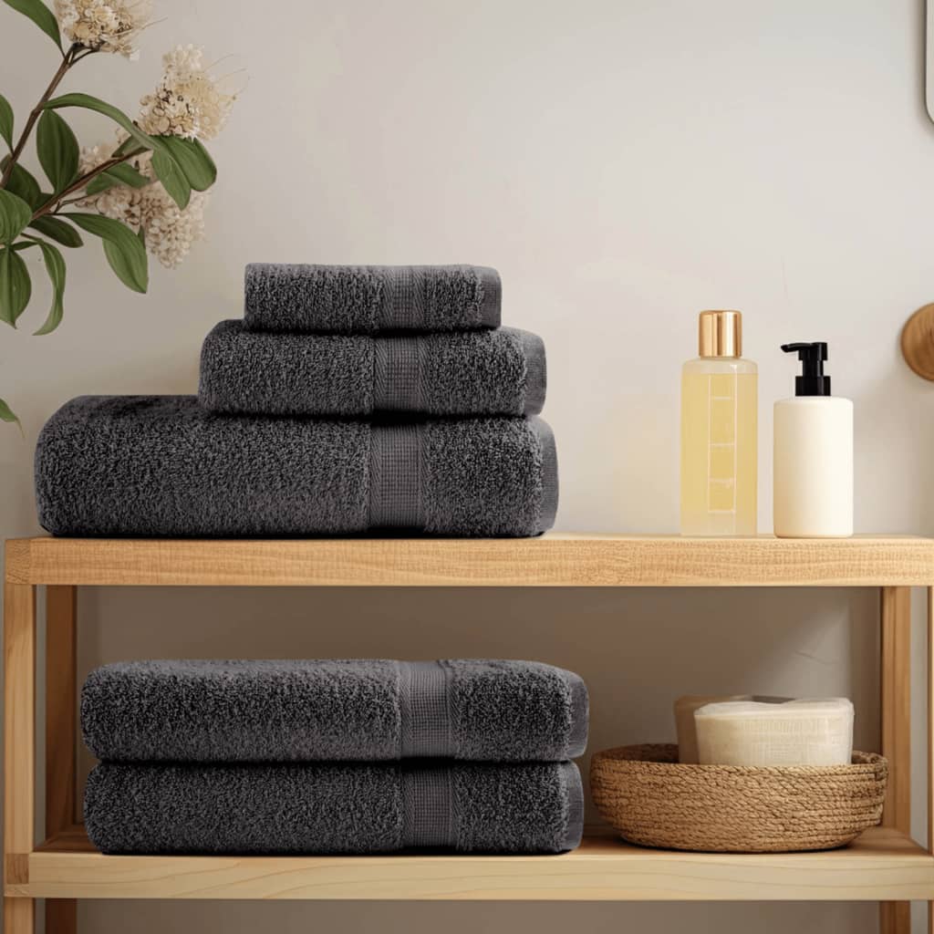 Asciugamani da doccia premium SOLUND 4 pezzi Antracite 70x140 cm 600 g/mÂ²